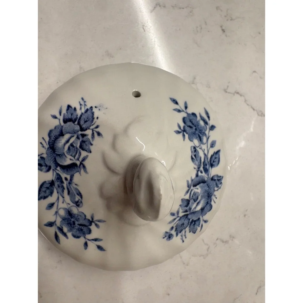 Vtg Myott Melody Teapot Blue White Floral Fine Ironstone Staffordshire England
